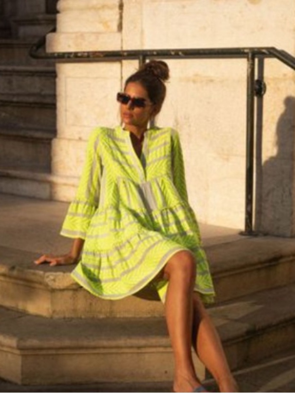 Devotion Twins Ella Neon Embroidered Knee Length Dress L